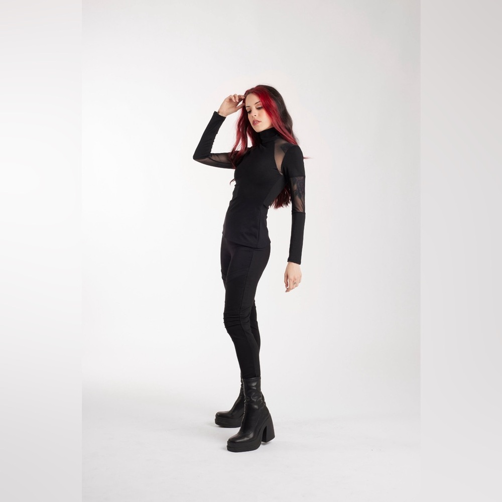 ABSTRÁCTIKA CRAFTS Mesh Mock Neck Futuristic Top - Picture 5 of 9